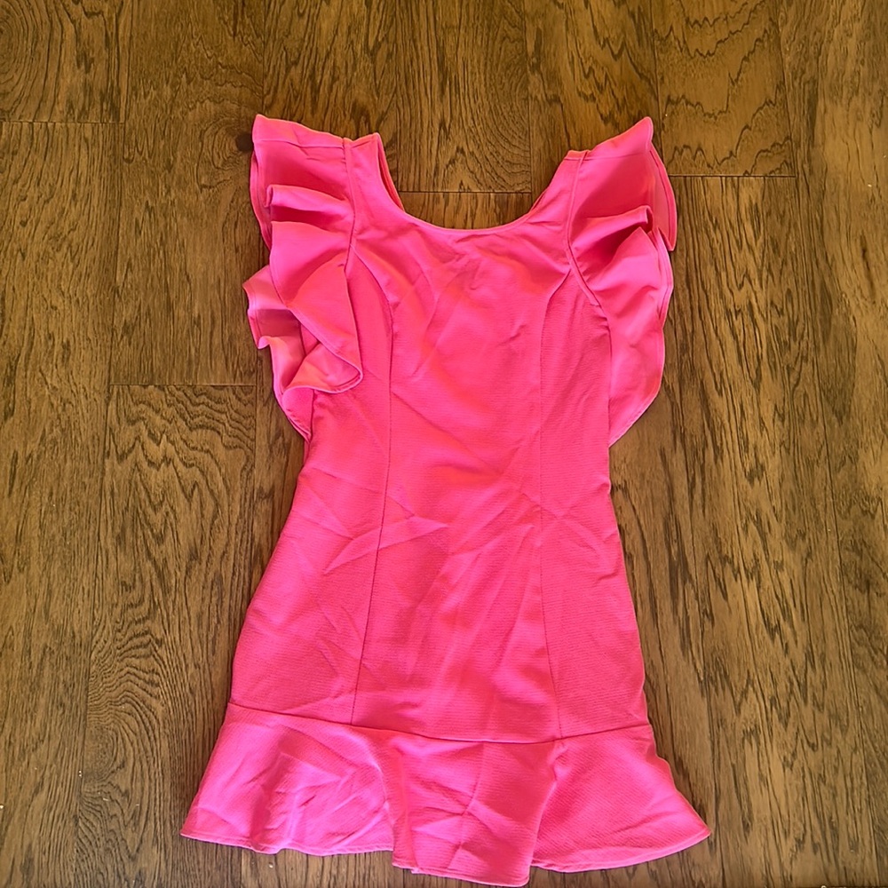 Harper wren pink dress, ruffle sleeves, size: medium